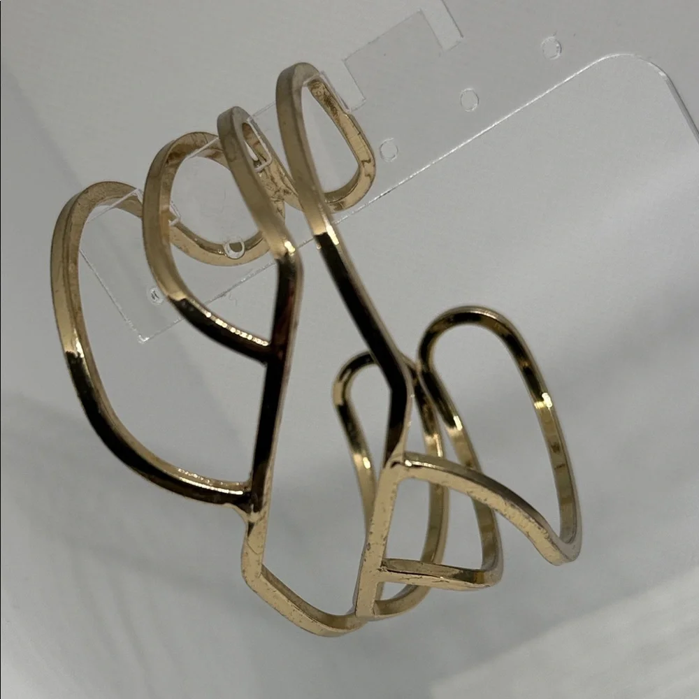 Small semi flexible GoldTone Women's Cuff geometric open statement cuff bracelet